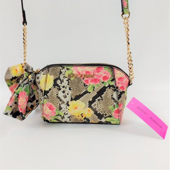 Betsey Johnson Snake Print Floral Crossbody - Picture 1 of 9